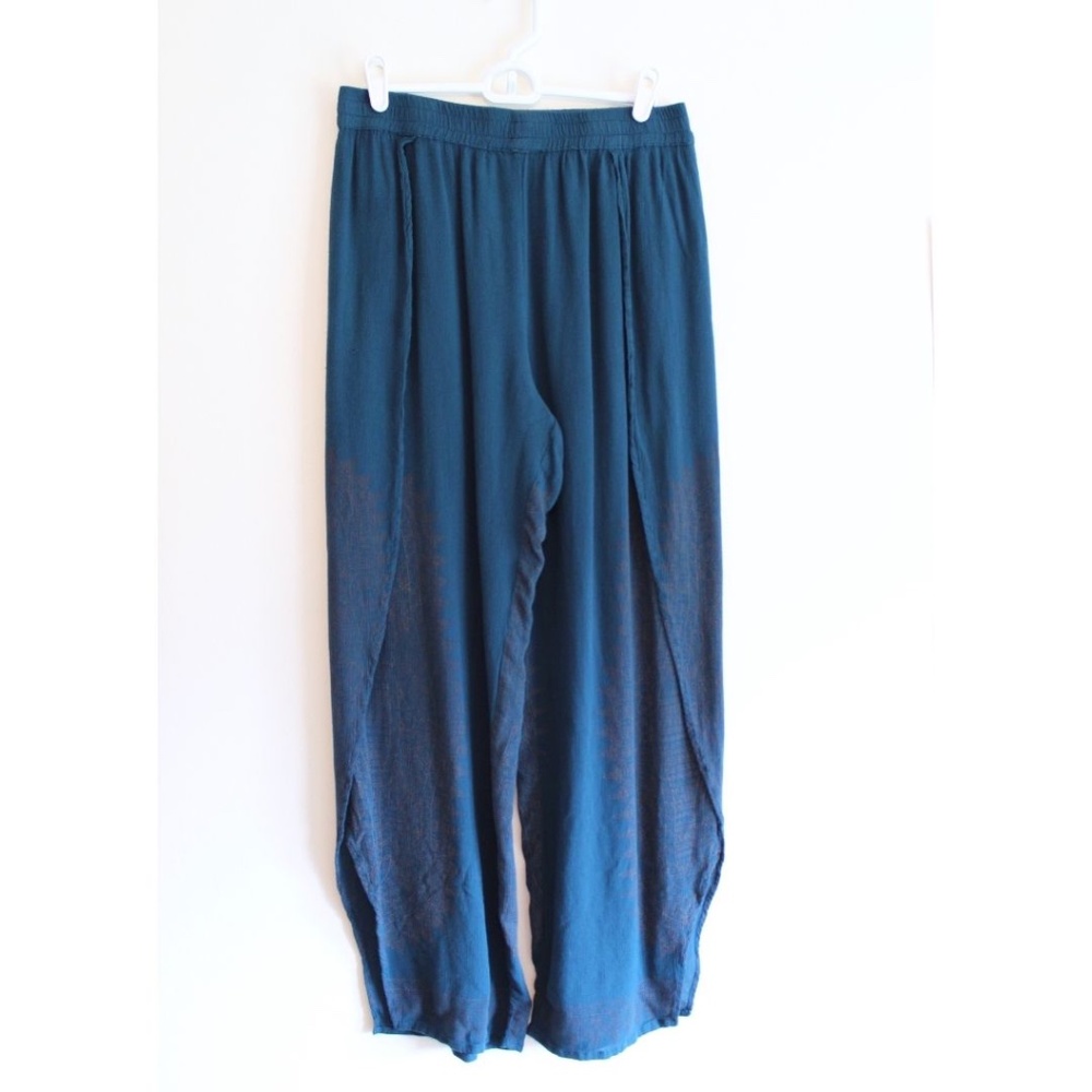 Earthbound Teal Faux Wrap / Palazzo Pants